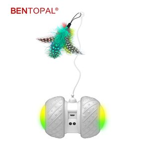 BENTOPAL- -Smart Interactive Feather Stick Cat Toys Automatic Electronic Cat Inteligentemente USB LED Light Pet Toys Cat Funny Toys 211122