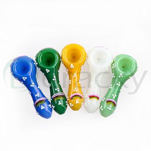 Beracky Pipe cuillère arc-en-ciel de 4,7 pouces avec accents floraux Pipes à main fumées Accessoires colorés