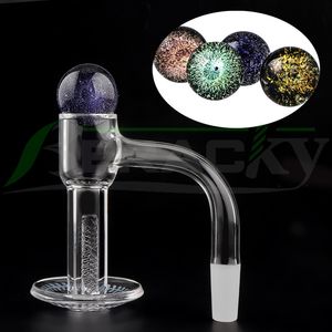 Beracky Full Weld Smoking XL Terp Slurper Quartz Banger Clous capiteux à bord biseauté avec bouchons en verre Dichro et piliers en quartz solide pour tuyaux de rig en verre