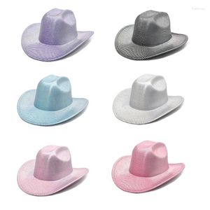 Bérets 1PC élégant chapeau de cow-girl brillant paillettes Western Knight Po accessoires scintillants pour les spectacles de scène