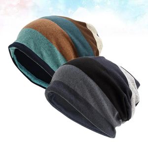 Bérets 2pcs Slouchy Beanie Oversize Bonnet tricoté Chapeaux chauds longs Baggy Hat Ca pour l'hiver