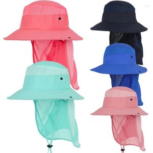 Bérets 3-12 ans Garçons Girls Backet Backet With Neck Flap Upf 50 Sun Hat Kids Kids Safari Play