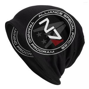 Bérets Alliance Mass Effect N7 Bonnet Chapeaux Hip Hop Tricot Chapeau Pour Femmes Hommes Hiver Chaud Jeu Vidéo Skullies Bonnets Casquettes
