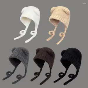 Berretti Autunno Inverno Simpatico cappello termico lavorato a maglia da donna con nastro protettivo per le orecchie Beanie Skullies versatili coreani giapponesi