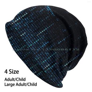 Berets Blue Binary Hacker Code Beanes Hat Hat Hat Affiche Fil Fuorescent Futuristic Moderm Modern Abstract Screen Glitch Coding