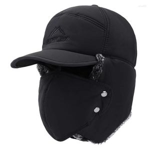 Bérets Bomber chapeaux hiver homme chapeau épaississement garder au chaud en plein air cyclisme en peluche résistant au froid masque bouchon d'oreille russe pour hommes