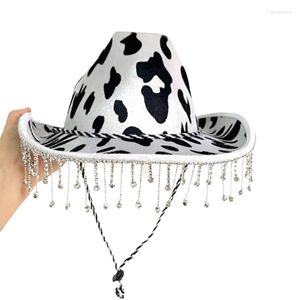 Bérets vache imprimé gland chapeau haut de forme femmes Cowgirls Costume de fête d'halloween Panama livraison directe