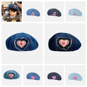 Berets Denim Cowboy Beret Cap Summer Y2k Blue Octogonal Hat Hat Heart Motion Bonnet Girl