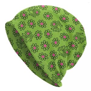 Bérets Herbe Vert Abstrait Haring Danse Skullies Bonnets Casquettes Pour Hommes Femmes Unisexe Mode Hiver Chaud Tricot Chapeau Adulte Bonnet Chapeaux