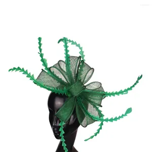Boinas Fascinator verde para mujeres elegantes sombreros de boda sombreros moda Bowknot flor tocado fiesta té noche pastillero sombrero