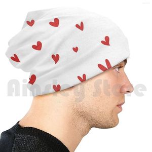 Boinas Me encanta ser tuyo-Corazón rojo Patrón de garabatos Gorros Gorro de punto 1643 Estampado Corazones de garabatos rojos