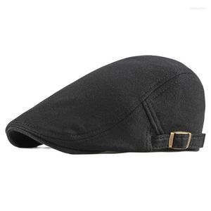 Bérets Style coréen printemps et automne hommes casquette à visière britannique rétro Simple panneau lumineux béret femmes coton tricoté avance chapeaux