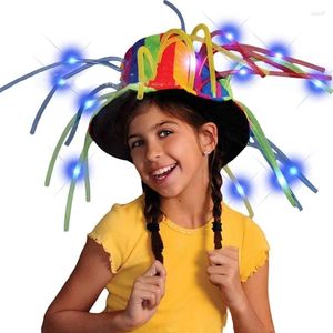 Bérets LED casquette plate cirque Clown chapeau lumineux fête magicien adultes adolescents Cos-play Costume boîte de nuit chapeaux en gros