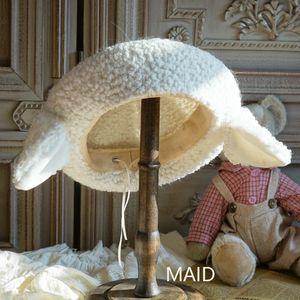 Bérets Béret en peluche avec oreilles de mouton, design Original, en laine d'agneau, Lolita, fait à la main, 231012
