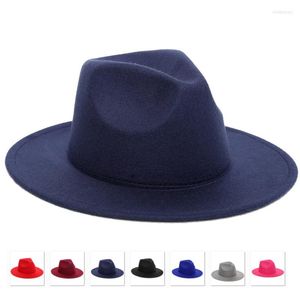 Boinas de fieltro de lana lisas, sombreros de fieltro de Jazz con hebilla de cinturón y ala plana, sombrero de copa de vestido Formal Trilby para hombres y mujeres, Unisex