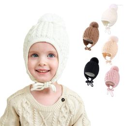 Bérets vente onglet enfants enfants bébé bonnets chapeaux 2023 hiver chaud tricoté solide casquettes pour filles garçons décontracté couleur chapeau