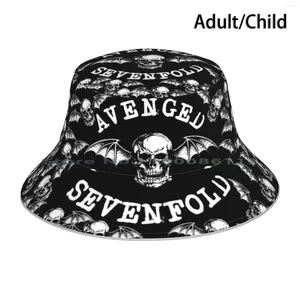 Bérets Skull Smile Bucket Hat Sun Sun Cap lourd Avenged Sevenfold Power Metal A7x Couche noire noire pliable extérieur