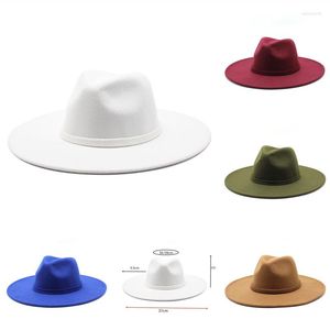 Boinas primavera 9.5 cm de ancho de ancho de color simple sombreros de villancicos para mujeres damas fascinador vintage Panam￡ fieltro de jazz al por mayor