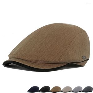 Bérets Spring and Summer Beret CHATS For Men Sboy Caps Polyester-Cotton Blend 58-60cm Black Line Hard Brim BL0196