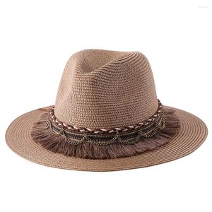 Bérets chapeau de paille femme été station balnéaire raphia ombrage un petit Jazz dragonne Cowboy Panama vente en gros