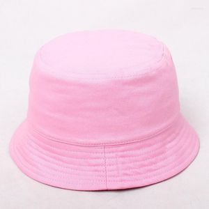 Bérets été solide imprimé coton bébé chapeau enfants soleil enfants pêcheur garçons filles couleur Pure casquettes seau chapeaux en gros