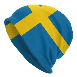 Bérets drapeau suédois chapeaux mode Vintage Goth automne hiver bonnets casquette unisexe hommes femmes femme printemps chaud tête Wrap Bonnet tricot chapeau