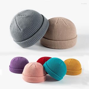 Berets Thick Knitted Hats Women's Beanies Winter Cuffs Dock Fisherman Men's Couple