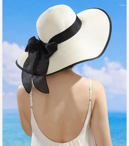 Bérets Type chapeau de paille femmes été crème solaire soleil frais bassin extérieur parasol grand bord plage