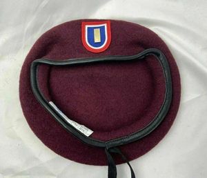 Boinas Ejército De EE. UU. 82.a División Aerotransportada Lana Boina Roja Purpúrea Segundo Teniente Oficial Rango Sombrero Todos Los Tamaños