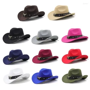 Bérets Vintage Country Western Fedora Hat Cowgirl Leathers Band pour Party Po Props Headwaer Cadeaux