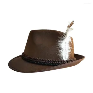 Boinas Vintage Feather Decors Hat Jazzs Top Cowboy Western Octubrefest Unisex