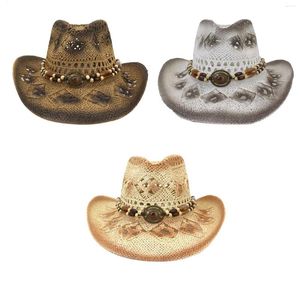 Bérets Western Cowboy Sun Hat Summer Beach réglable pour la randonnée vacances Camping voyage cadeaux d'anniversaire