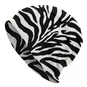 Bérets Wild Animal Print Zebra Casquettes noires et blanches Mode Adulte Street Skullies Bonnets Chapeau Printemps Chaud Tête Wrap Bonnet Tricoté