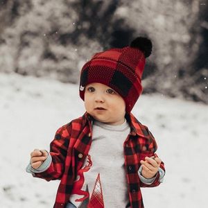 Bérets Hiver Laine Boule Parent-Enfant Tricoté Chapeau Treillis Mère Bébé Noël Chaud Hors Ligne G Carburant