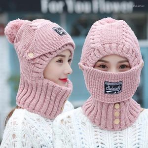 Bérets d'hiver chapeau de laine écharpe masque une pièce hommes et femmes protection d'oreille chaude tricoté coupe-vent équitation Lei Feng