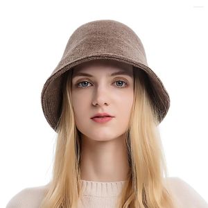 Boinas Mujer Otoño Invierno Cubo de punto Todo-fósforo Señora Lana-como Sombrero Retro Niñas Mantener caliente Gorro de hilo de lana Venta al por mayor Drop Ship In