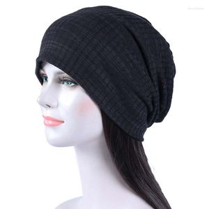 Bérets femmes printemps et automne mince rayure respirant couleur unie pull chapeau pour homme