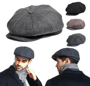 Bérets laine tweed sboy cap masses vintage noire gris plat pesphed street chapeaux harengbone gatsby bouker boy hatberets3193778