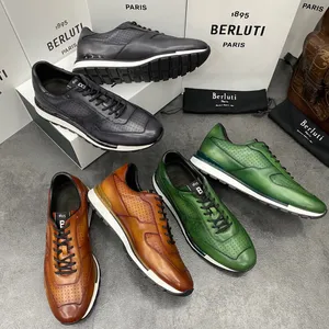 Berluti hommes baskets en cuir haut Berluti nouvelles chaussures de sport basses colorées Fast Track avec petite peau de vache qualité supérieure décontracté