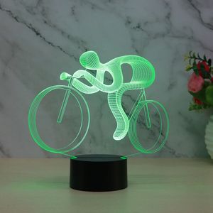 Dormitorio decorativo bicicleta carreras en forma USB luces de noche LED 7 colores lámpara de mesa de acrílico novedad luz de luna junto a la cama