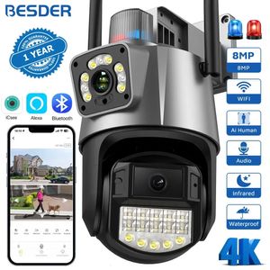 Caméra WiFi Besder 8MP PTZ avec vision nocturne de couleur à double écran 4MP Sécurité IP Camera CCTV CAME CAME ICSEE Application 240430