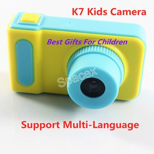 Nice Gifts Cameras K7 Mini Digital Kids Camera Cute Cartoo 1080P Toddler Toy Birthday Gift Multi-Language for Little Boys Girls