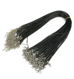Meilleur prix Collier en cuir ciré noir cordon de perles fil de corde 45 cm chaîne d'extension avec fermoir à homard bijoux à bricoler soi-même Making5321120