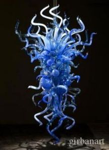 Lámparas Lámpara artística de calidad Lámparas de vidrieras azules Lámparas de araña de vidrio soplado a mano Iluminación colgante