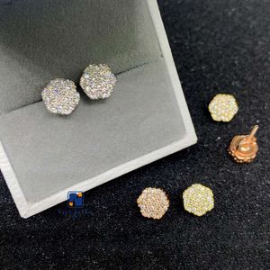 Meilleure vente Instock prix de gros 925 argent glacé clous d'oreilles Vvs Moissanite diamant hommes boucles d'oreilles