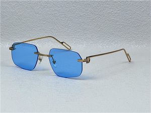 Gafas de sol al por mayor más vendidas 0113 ultraligeras irregulares sin marco retro diseño vanguardista uv400 lentes de colores claros gafas decorativas
