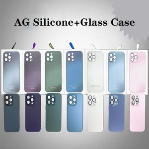 Best-seller AG étui de téléphone en verre mat en silicone adapté pour iPhone 14 13 Pro Max 11 12 Mini XS Max XR X 8 7 Plus carré givré protecteur d'objectif de caméra couverture arrière en verre