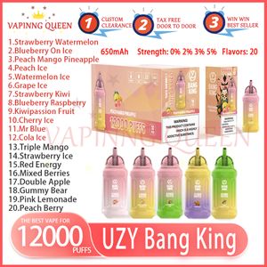 Best-seller UZY Bang King 12000 Puff Vapes jetables Pen E Cigarette 0% 2% 3% 5% Évaporateur Batterie rechargeable 20 saveurs Vape Pen Puff Stick Bang 12k Puff