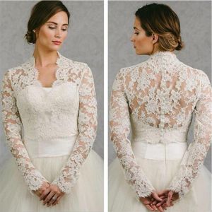 BHLDN 2019 veste de mariée en dentelle blanc ivoire appliqué pas cher à manches longues veste de mariée boléro haussement d'épaules grande taille robe de mariée Wraps 237D