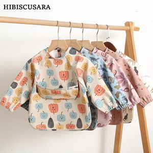 Bavoirs Burp Chiffons Enfants Bébé À Manches Longues PU Enfants Toddler Art Artisanat Imperméable Protection Repas Lavable Facile À Nettoyer Smock Garçons Filles 230202